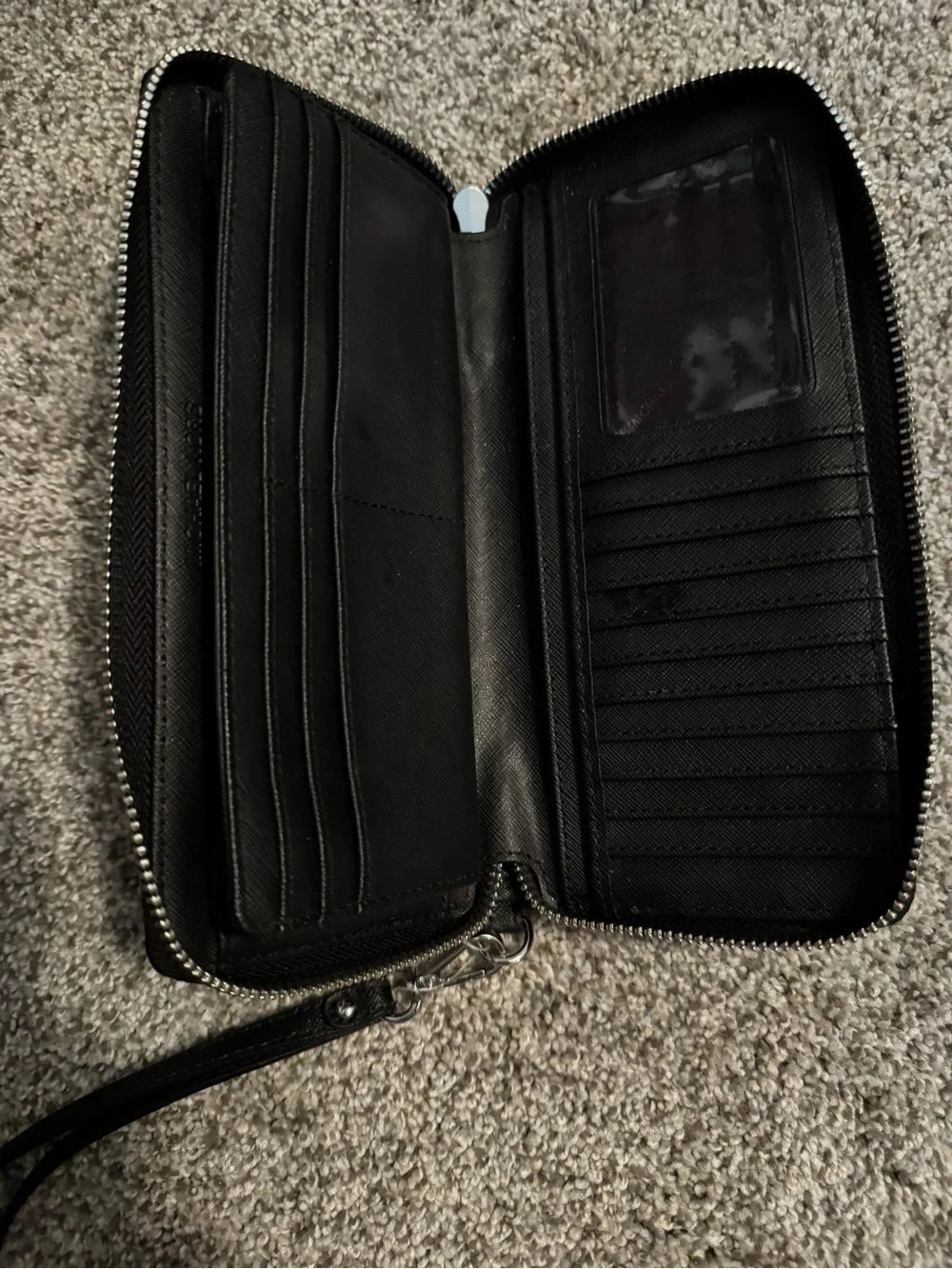 Michael Kors Black Saffiano Leather Wristlet Wallet with Front Flap